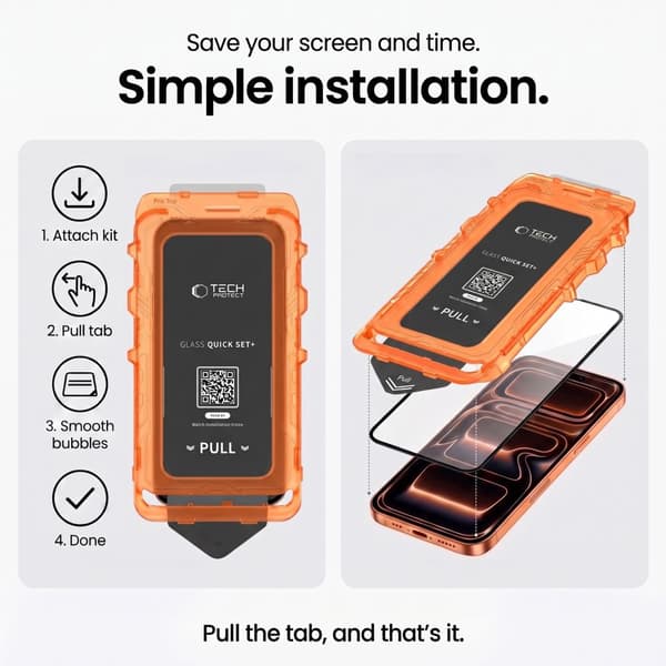 2-KPL Tech-Protect Quick Set+ Näytönsuoja Karkaistua Lasia sopii iPhone 17 Pro Max - Musta
