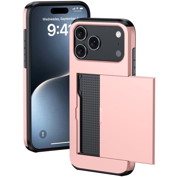SKALO Armor Kortholder Cover til iPhone 18 Pro - Rosa guld
