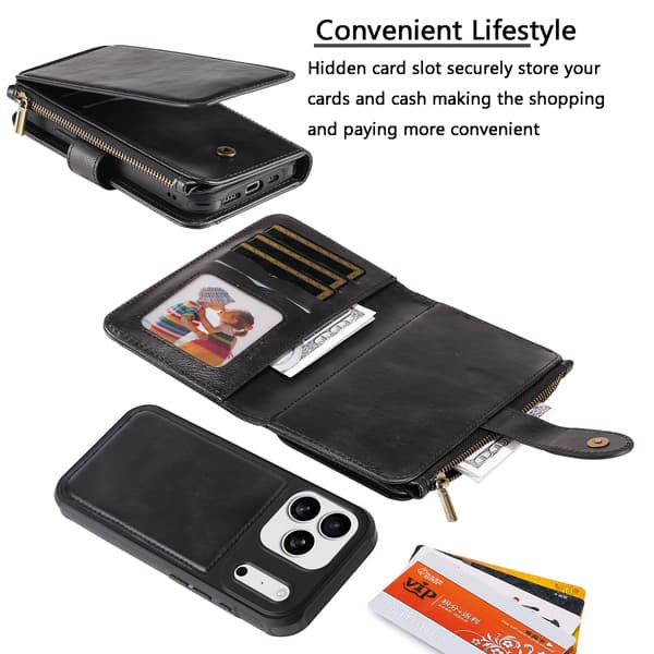 SKALO BIg Wallet 2i1 Magnet Flip Cover til iPhone 18 Pro Max - Sort