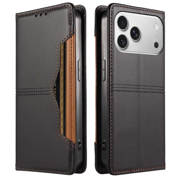 SKALO PU-Læder Flip Cover til iPhone 18 Pro Max - Sort