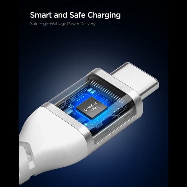 Spigen EB10010CCA Essential USB-C-kabel 100W 1m - Hvid