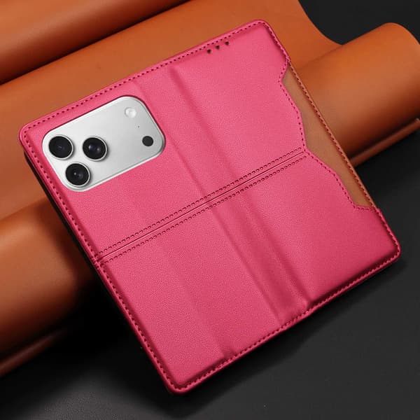 SKALO PU-Läder Plånboksfodral för iPhone 17 Pro Max - Cerise