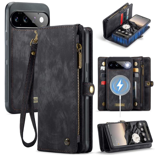 CaseMe 008 BIg Wallet 2in1 Magnet Flip Cover til Google Pixel 11 Pro - Sort