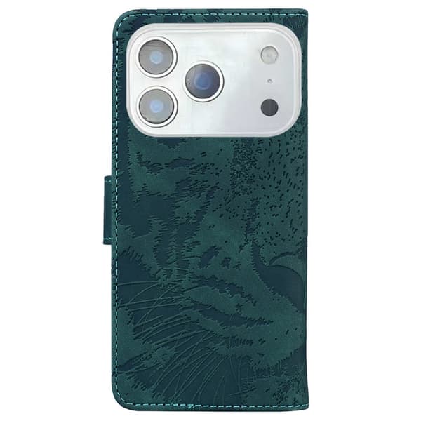 SKALO Embossed Tiger Plånboksfodral för iPhone 18 Pro - Grön