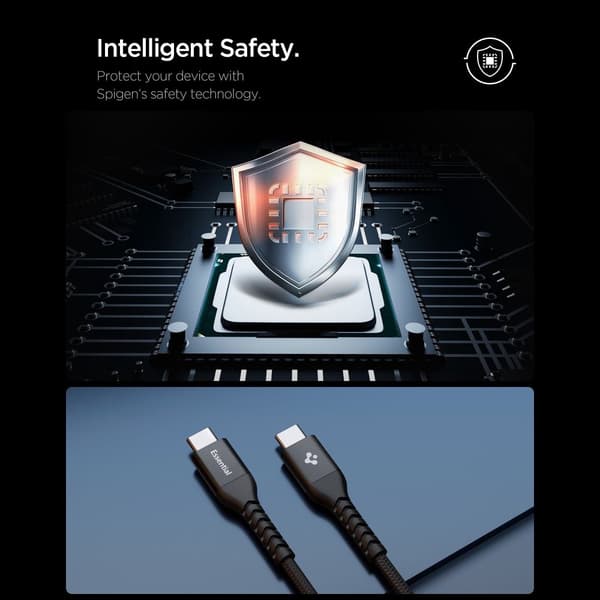 Spigen EB10010CCA Essential USB-C-kaapeli 100W 1m - Musta