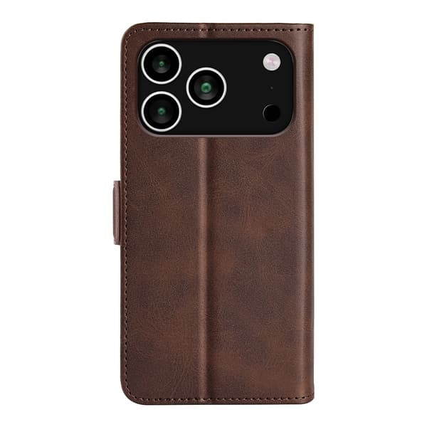 SKALO Premium ID Flip Cover til iPhone 18 Pro Max - Brun