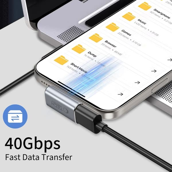 Tech-Protect UltraBoost AA03 USB-C kulma-adapteri USB4 100W - Harmaa