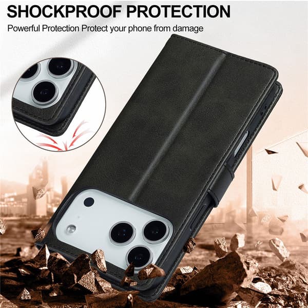 SKALO LC.IMEEKE Premium PU-læder Flip Cover til iPhone 18 Pro - Sort