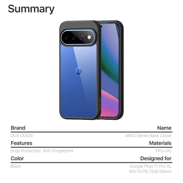 DUX DUCIS Aimo Series Skal för Google Pixel 11 Pro XL - Svart