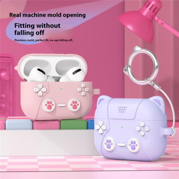 SKALO Cute Cat Controller Cover til AirPods Pro 3 - Lyseblå