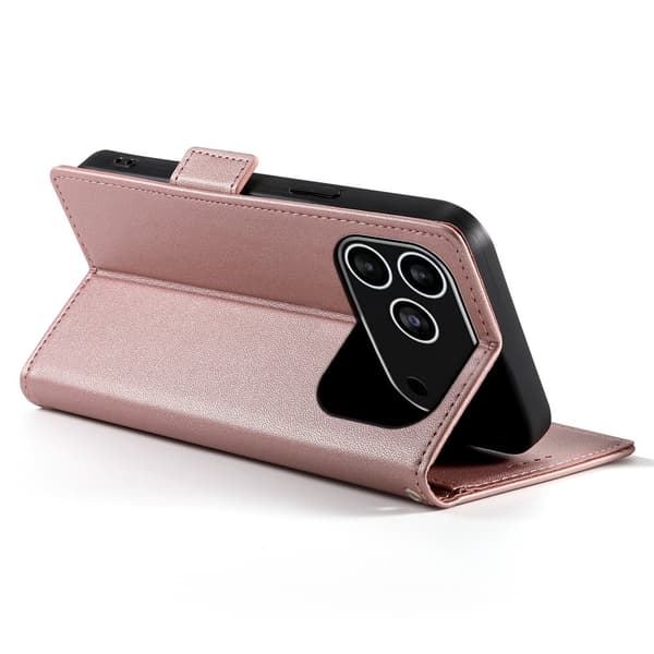 SKALO PU-Läder Plånboksfodral för iPhone 18 Pro - Roséguld
