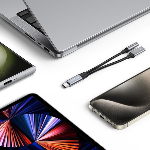 Tech-Protect UltraBoost USB-C – 3,5 mm & USB-C adapteri 60W - Musta