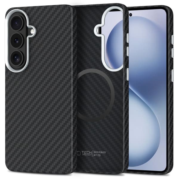 Tech-Protect Ion Carbon MagSafe Cover til Samsung Galaxy S26 - Sort/Sølv