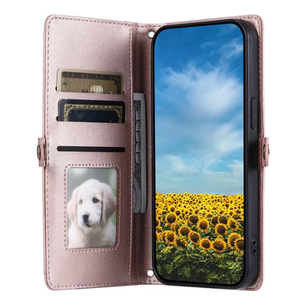 SKALO PU-Läder Envelope Plånboksfodral för iPhone 17e - Roséguld