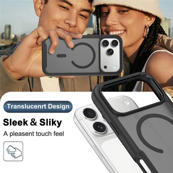 SKALO Shockproof Clear Hybrid Cover til iPhone 18 Pro Max - Sort