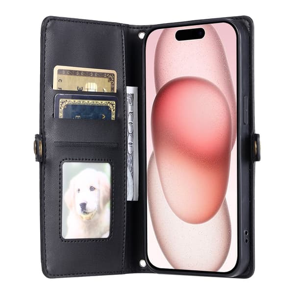 SKALO PU-Læder Kuvert Flip Cover til iPhone 18 Pro Max - Sort