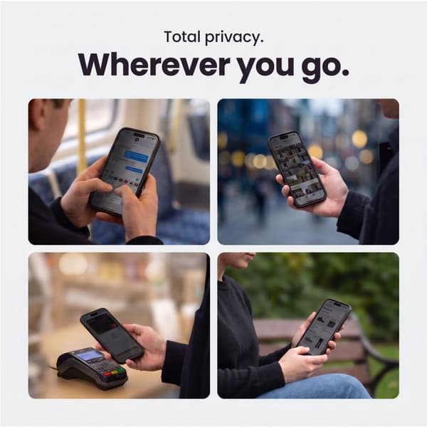2-PAK Tech-Protect Quick Set Spy+ Privacy Skærmbeskyttelse i Hærdet glas til iPhone 18 Pro - Sort