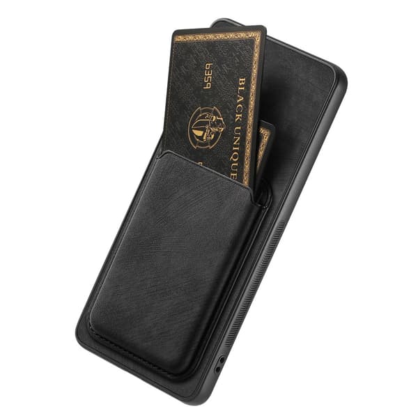 SKALO PU-læder magnetisk kortholder Cover til iPhone 17e - Sort