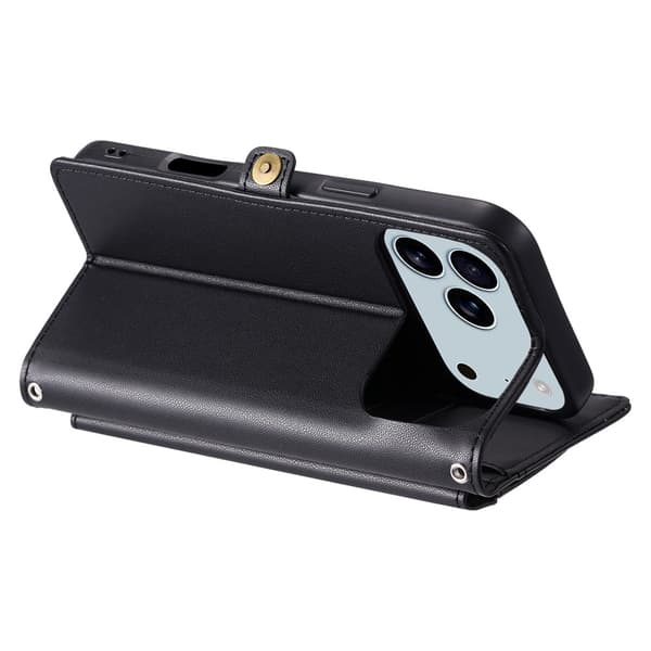 SKALO PU-Læder Kuvert Flip Cover til iPhone 18 Pro Max - Sort