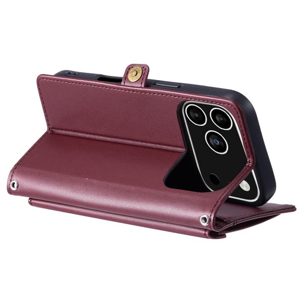 SKALO PU-Läder Envelope Plånboksfodral för iPhone 18 Pro - Röd