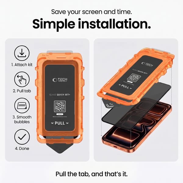 2-PAK Tech-Protect Quick Set Spy+ Privacy Skærmbeskyttelse i Hærdet glas til iPhone 18 Pro - Sort