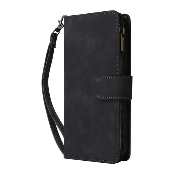 SKALO Zipper PU-læder Flip Cover til Google Pixel 11 - Sort