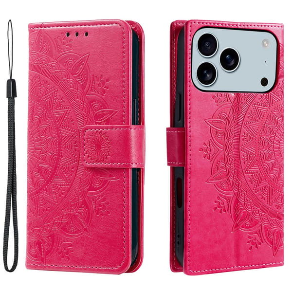 SKALO Mandala Plånboksfodral för iPhone 18 Pro Max - Cerise