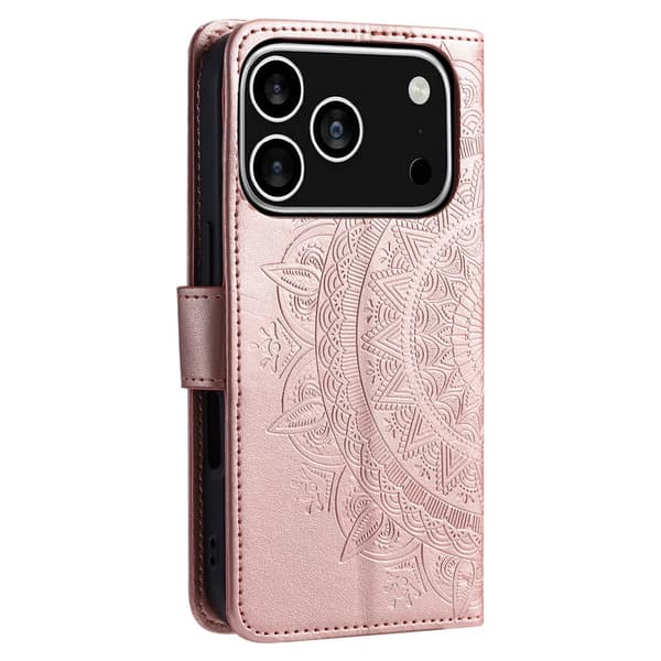 SKALO Mandala Flip Cover til iPhone 18 Pro - Rosa guld