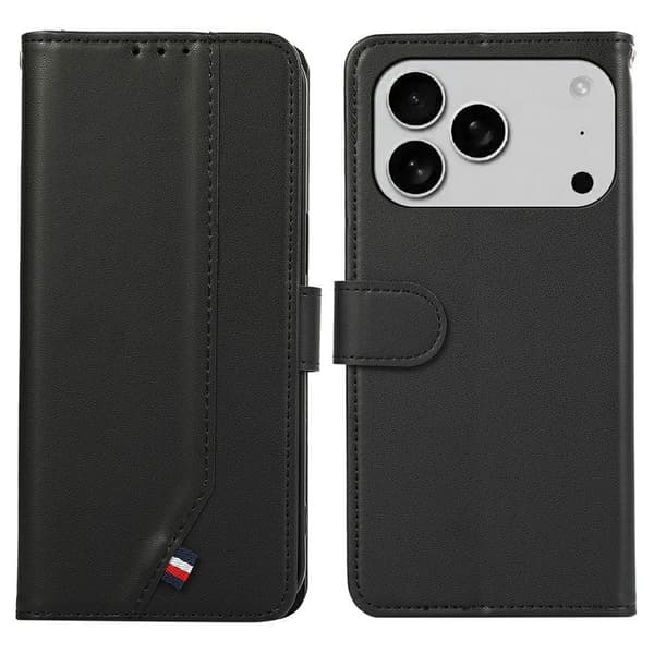 SKALO PU-Læder Flip Cover til iPhone 18 Pro - Sort