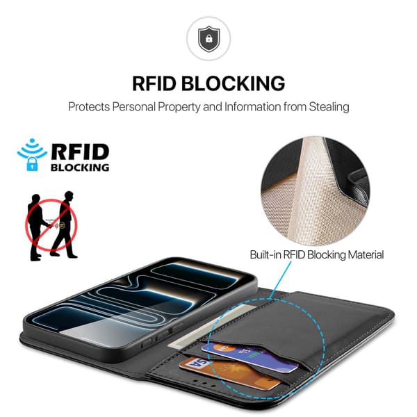 DUX DUCIS Hivo Series Ægte Læder Flip Cover til iPhone 18 Pro - Sort