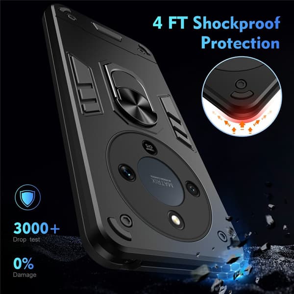 SKALO Armor Metallring Cover til Honor Magic8 Lite - Sort