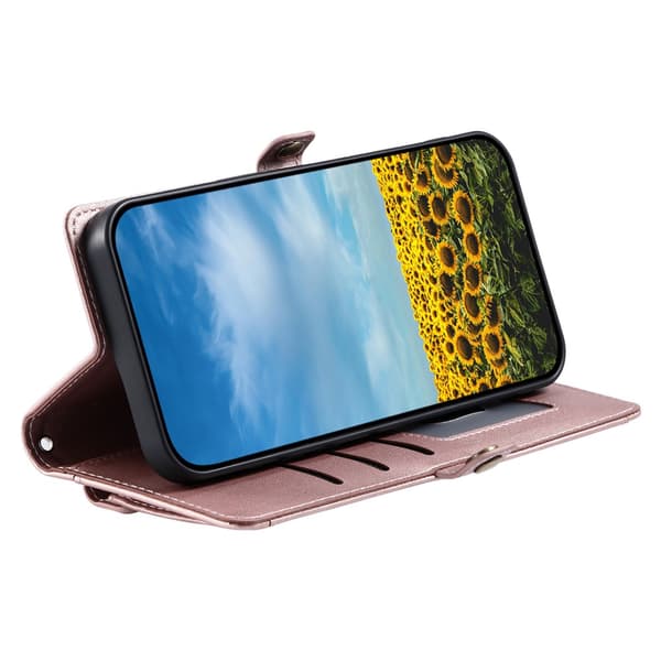 SKALO PU-Läder Envelope Plånboksfodral för Google Pixel 10a - Roséguld