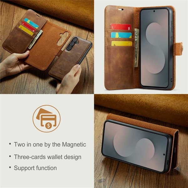 DG MING Samsung S25 FE 2-i-1 Magnet Plånboksfodral - Brun