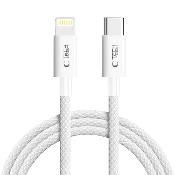 Tech-Protect Ultraboost Lite Lightning laddkabel USB-C 27W 2m - Cool Grey