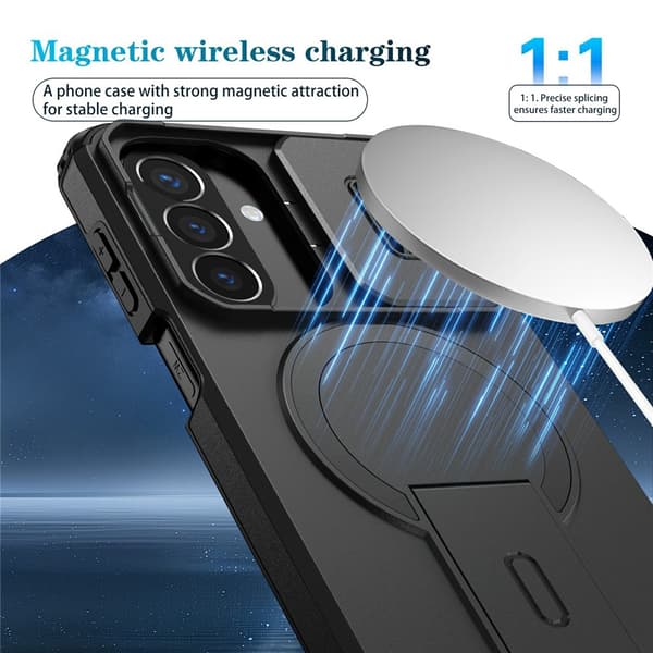 SKALO Armor Kameraslider Kickstand Cover til Samsung Galaxy A27 5G - Sort