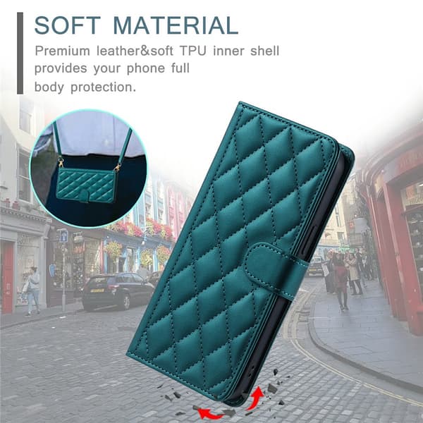 SKALO Quiltat Axelrem Plånboksfodral för iPhone 18 Pro Max - Grön