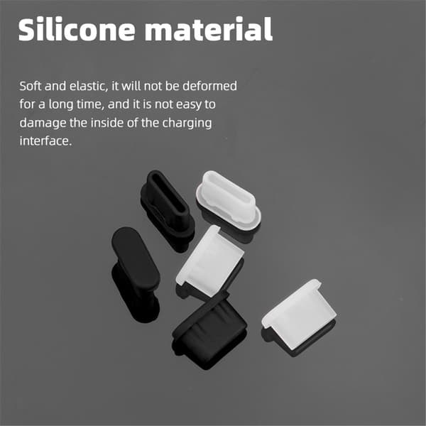SKALO 3-PACK Silikoninen Pölysuoja USB-C:lle - Musta
