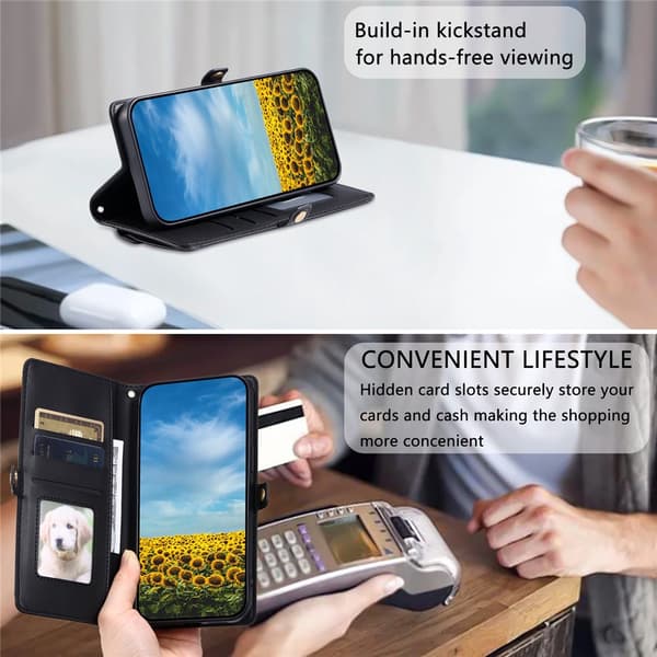 SKALO PU-Læder Kuvert Flip Cover til Google Pixel 10a - Sort