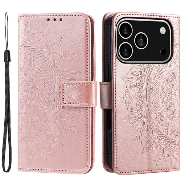 SKALO Mandala Plånboksfodral för iPhone 18 Pro - Roséguld