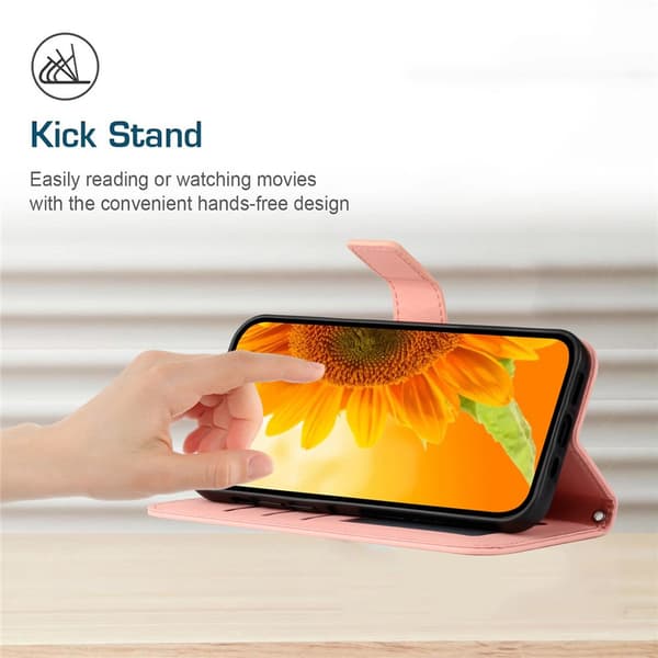 SKALO Præget Blomst Flip Cover til iPhone 18 Pro Max - Pink
