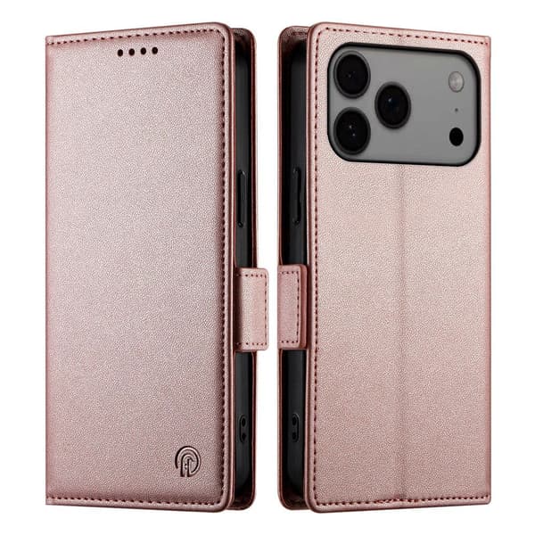 SKALO PU-Läder Plånboksfodral för iPhone 18 Pro Max - Roséguld