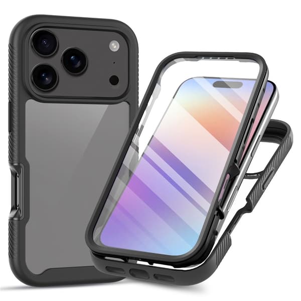 SKALO Shockproof Clear Hybrid+Skærmbeskyttelse Cover til iPhone 18 Pro Max - Sort