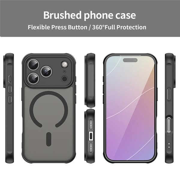 SKALO Mat Hybrid Cover til iPhone 18 Pro Max - Sort