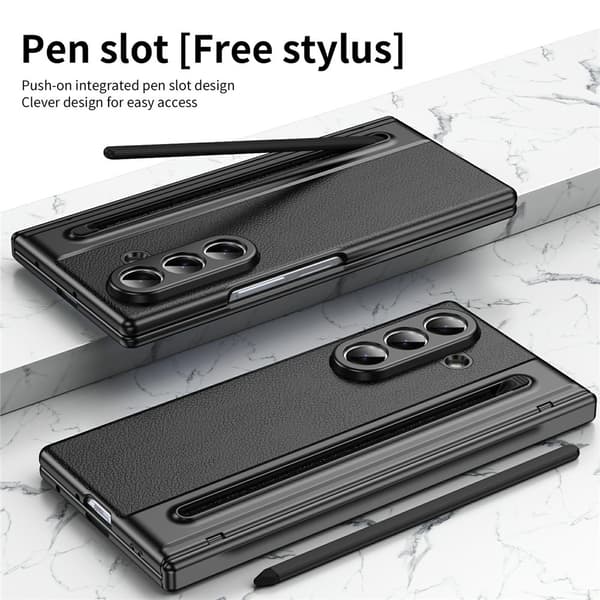 SKALO Samsung Z Fold7 PU-læder Stylus Cover - Sort