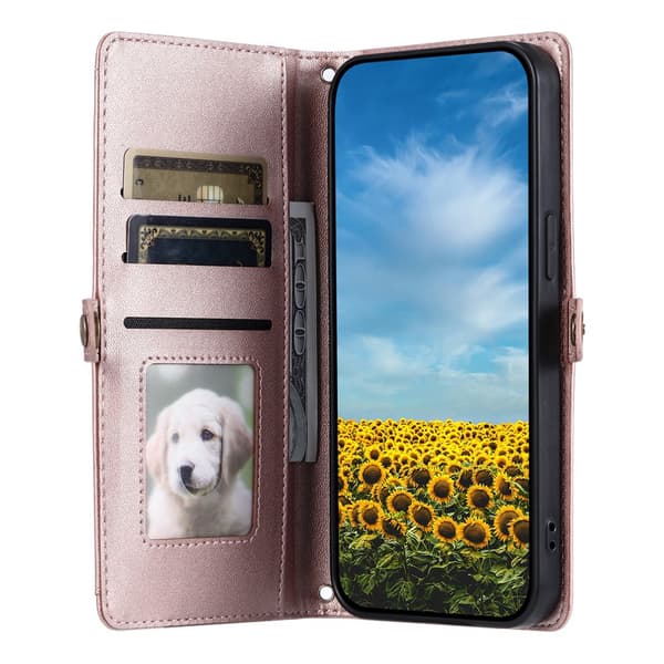 SKALO PU-Läder Envelope Plånboksfodral för Google Pixel 10a - Roséguld