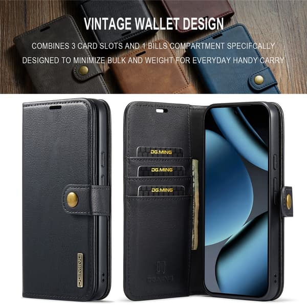 DG MING 2-i-1 Magnet Flip Cover til Google Pixel 11 Pro - Sort