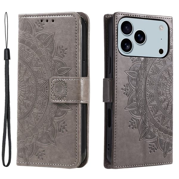SKALO Mandala Plånboksfodral för iPhone 18 Pro Max - Grå