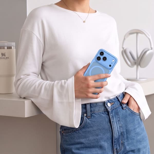 Tech-Protect MagPeak MagSafe CC Cover til iPhone 18 Pro Max - Lyseblå