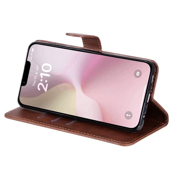 SKALO Klassisk Dragkedja Plånboksfodral för iPhone 17e - Brun