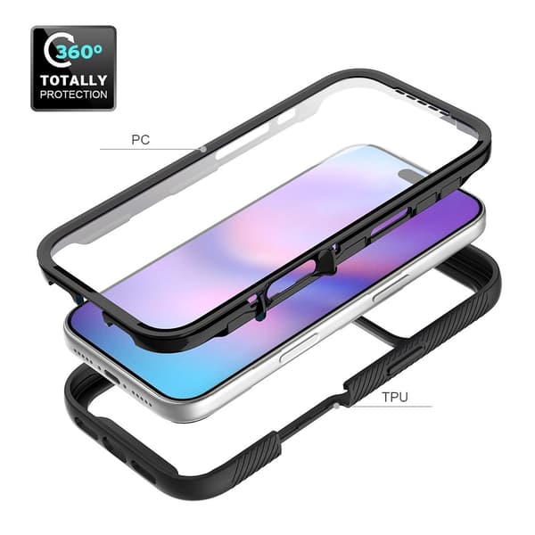 SKALO Shockproof Clear Hybrid+Skærmbeskyttelse Cover til iPhone 18 Pro - Rød